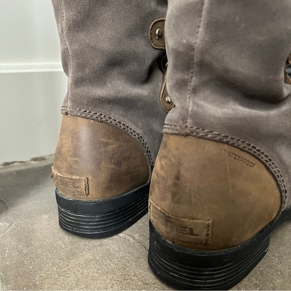 Sorel Boots Emilie Lace Up Gray Brown Suede Waterproof Winter Faux Women’s 10 - Picture 3 of 6